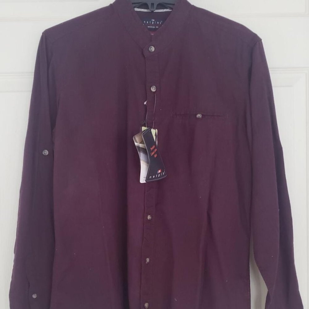 NETPLAY Men's Neritaoe Workwear Premium Inen Cotton Shirt sise M